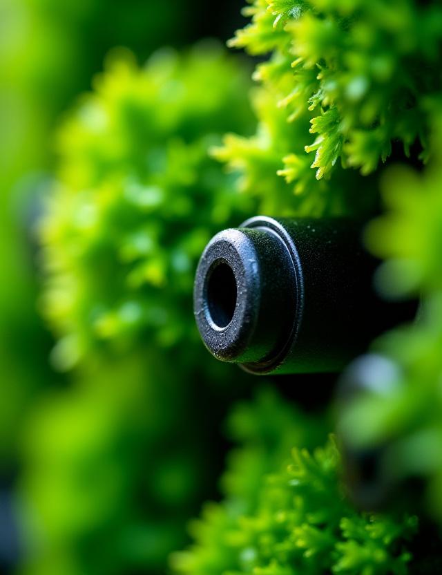 Close up of a smart living wall irrigation system