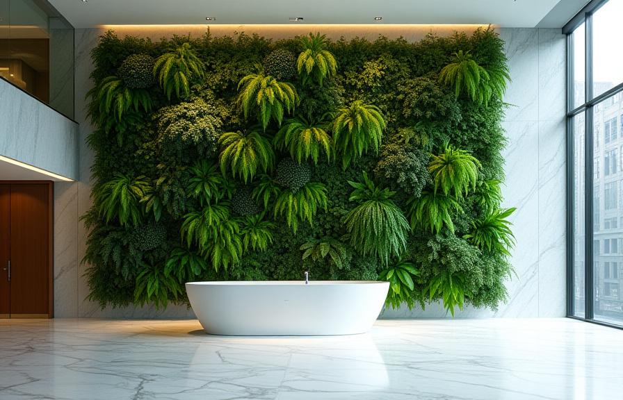 Corporate lobby green wall installation in Manhattan