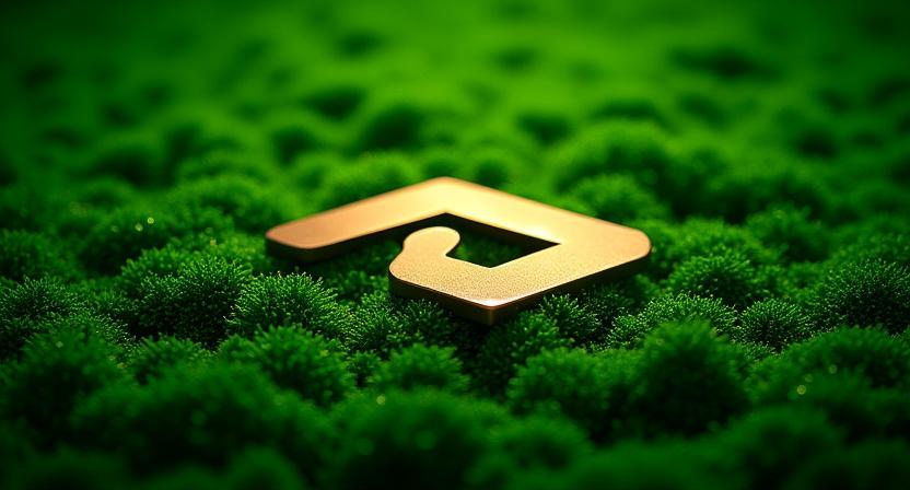 Corporate logo embedded into a green wall background
